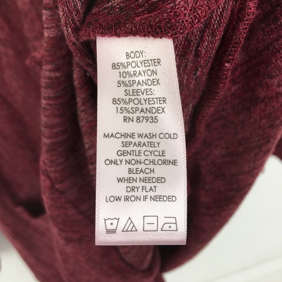 LOGO Lori Goldstein Women’s Asymmetric Cardigan Sweater Size L Maroon Full Zip - Picture 7 of 11